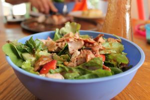 Festive summer salad with salmon and avocado